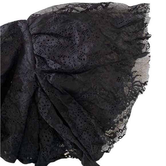 Osman Yousefzada Black Lace Top Ruffle Sleeve Blouse Size 6 - Picture 9 of 9